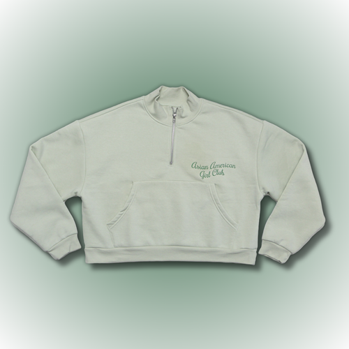 ティアラ☆アパルトモンCHINATOWN MARKETCrew Sweat More Matcha Cropped Quarter Zip – Asian American Girl Club